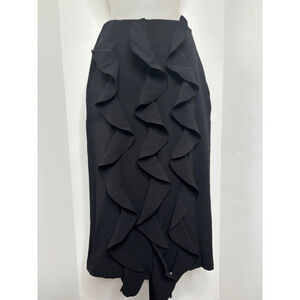 NWT Dew E Dew E‎ Drop Frill Midi Skirt Black Size Small Korean Fashion